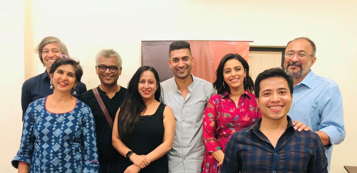 L–R: Saiwyn Quadras, Screenwriter; Meenakshi Shedde, APSA Academy Member; Suman Mukhopadhyay, Filmmaker; Lohita Sujith, MPA India; Anubhav Chopra, LATC Global Film and TV program winner; Swara Bhaskar, Actor; Debashish Irengbam and Anjum Rajabali, SWA