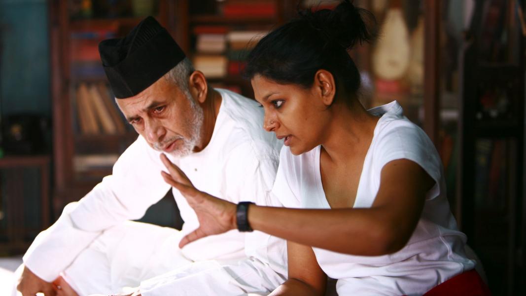 Nandita Das (right) on the set of Firaaq